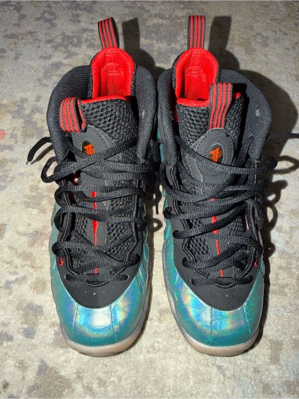 Nike Kids Sneakers Black with Iridescent Teal and Red Accents